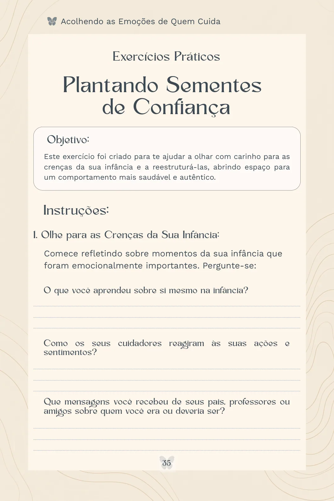 Página do exercício Plantando Sementes de Confiança